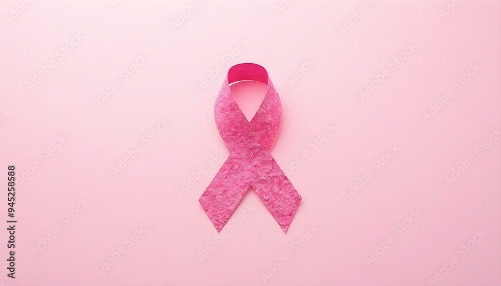 Pink ribbon, the international symbol for breast cancer awareness, elegantly placed on a light, minimalist background. Represents hope and support for those affected by the disease Pink ribbon, the international symbol for breast cancer awareness, elegantly placed on a light, minimalist background. Represents hope and support for those affected by the disease