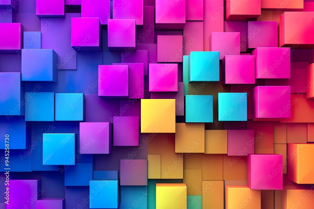 Colorful 3D cubes in a vibrant abstract design. Colorful 3D cubes in a vibrant abstract design.