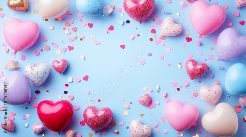 A Valentine's day hearts balloon with copyspace, with a saint valentine and love background concept, blank space, high resolution