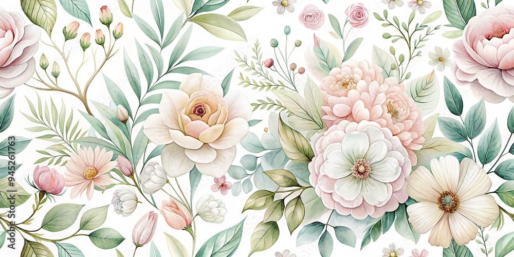 Delicate, whimsical hand-drawn flowers in soft pastel hues bloom on a white background, surrounded by gentle foliage and subtle texture, evoking a sense of gentle elegance. Delicate, whimsical hand-drawn flowers in soft pastel hues bloom on a white background, surrounded by gentle foliage and subtle texture, evoking a sense of gentle elegance.