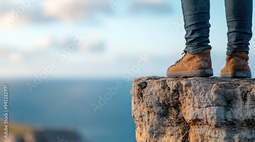 Closeup of Boots on a Cliff Edge