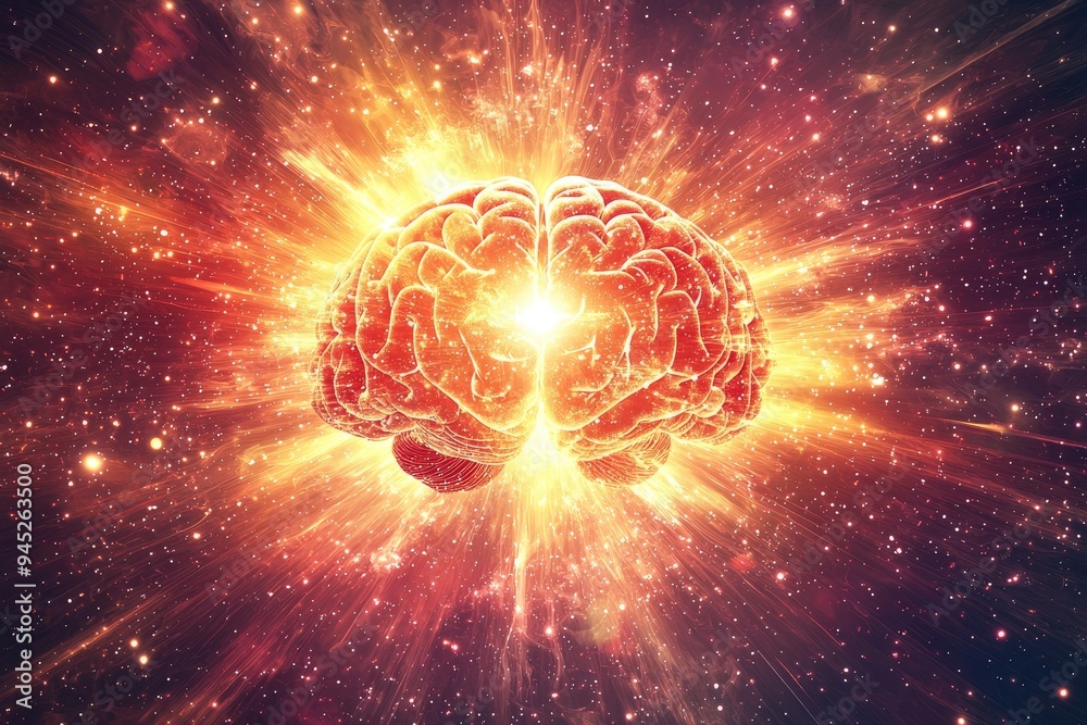 Radiant intelligence: glowing human brain, the spark of knowledge and the power of neural connections, the brains role as the center of consciousness and intellectual brilliance