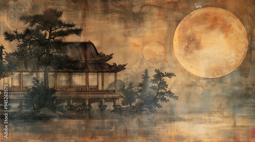 Moonlit Landscape with Pavilion