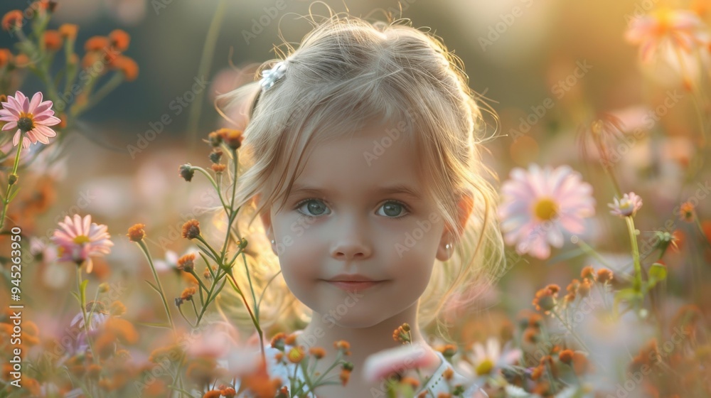 Young Girl in Flower Field Young Girl in Flower Field