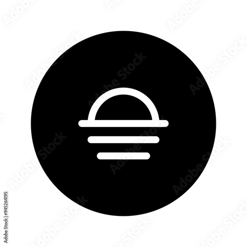 sunset line circular icon