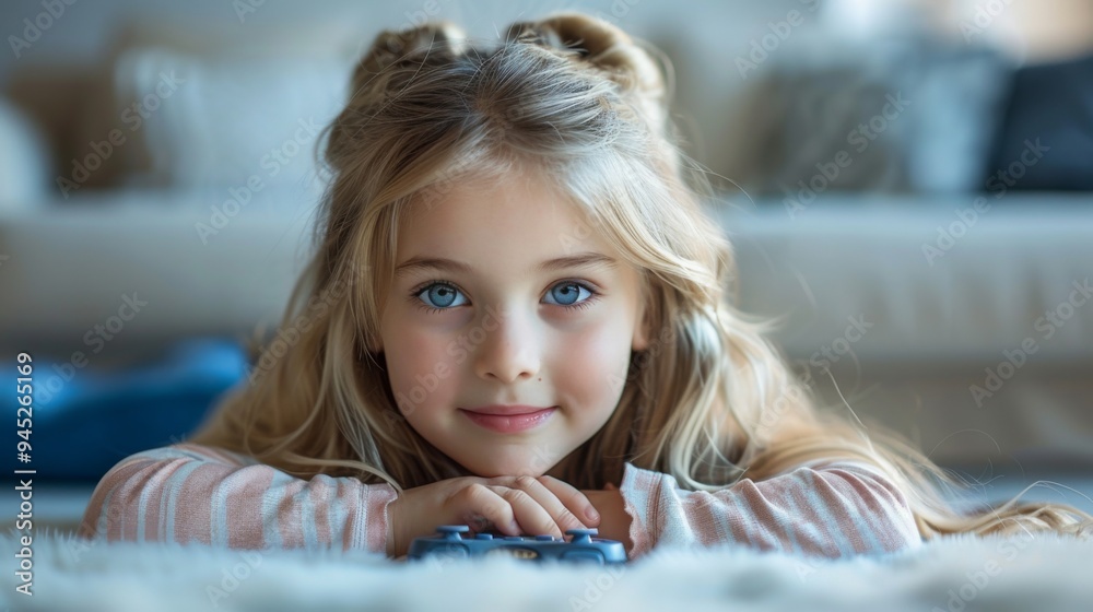 Little Girl with Blonde Hair and Blue Eyes Little Girl with Blonde Hair and Blue Eyes