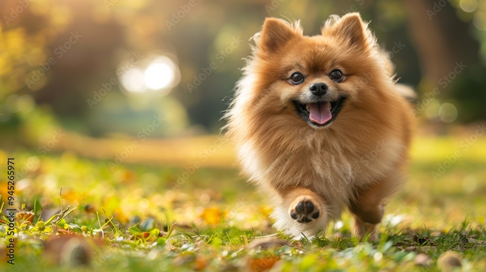 Happy Pomeranian Running Outdoors Happy Pomeranian Running Outdoors