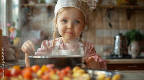 Young Girl Cooking in a Rustic Kitchen