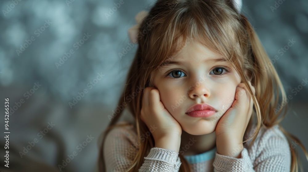 Portrait of a Thoughtful Little Girl Portrait of a Thoughtful Little Girl