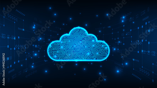 Futuristic cloud computing storage technology background digital data services innovation concept