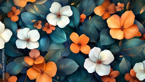 A floral organic wallpaper background illustration in abstract style