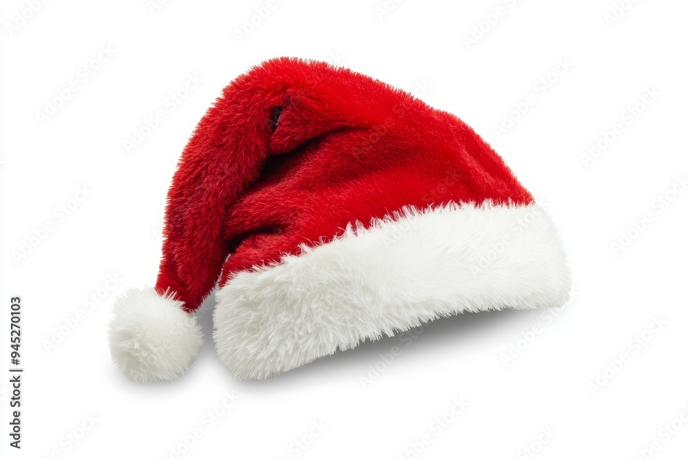 This is a real photo of a red Christmas Santa Claus hat with a white pompom, Santa hat isolated on a transparent background, holiday greetings, png image This is a real photo of a red Christmas Santa Claus hat with a white pompom, Santa hat isolated on a transparent background, holiday greetings, png image