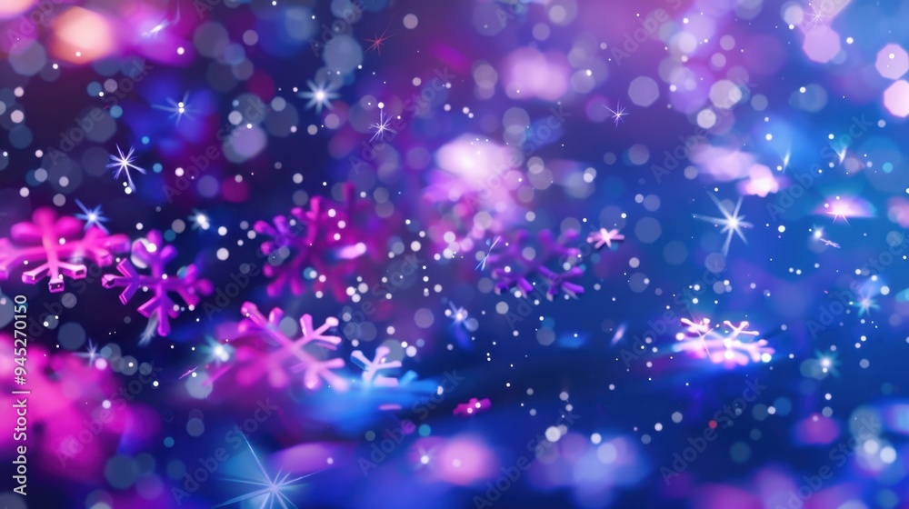 Snowflakes scattered, glowing background, soft blur, cheerful and sparkling. Snowflakes scattered, glowing background, soft blur, cheerful and sparkling.
