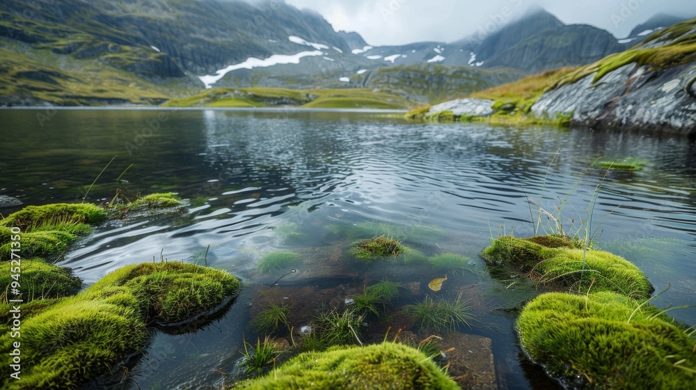 Mountain Lake with Mossy Rocks Mountain Lake with Mossy Rocks