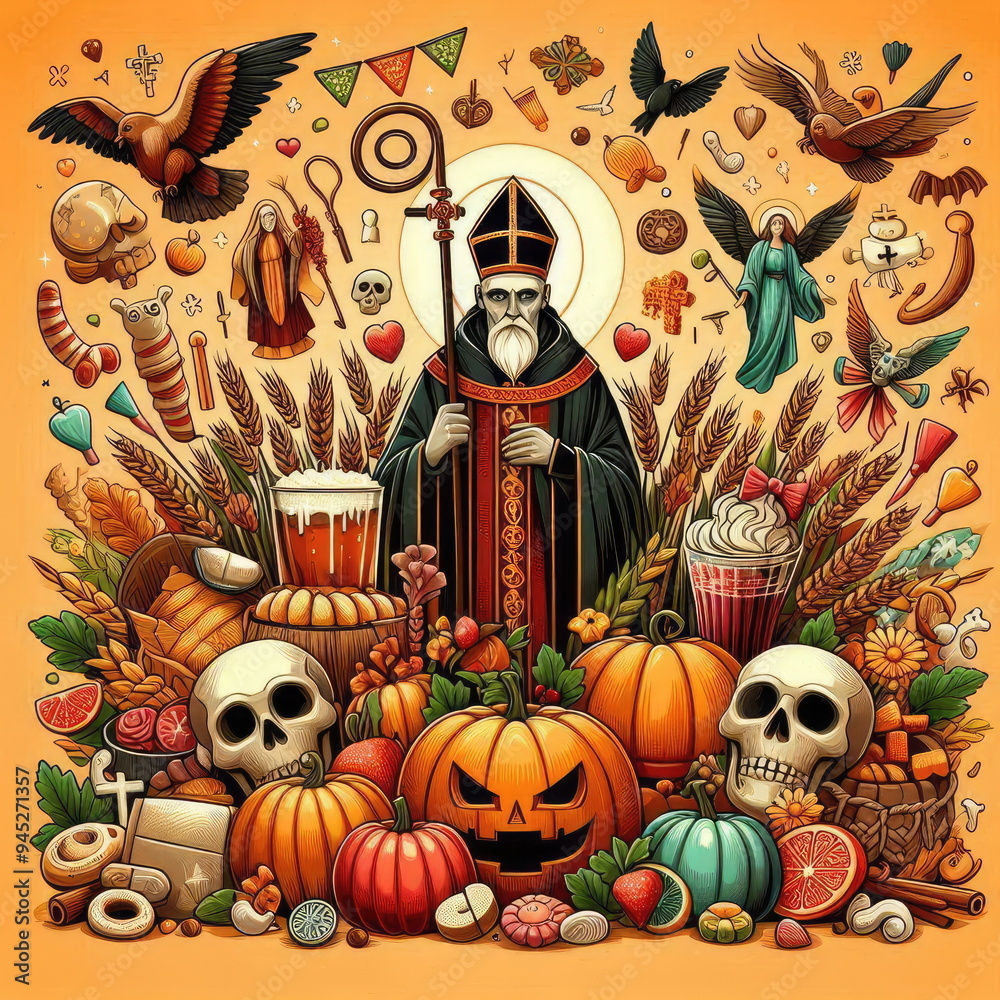All Saint's Day, background, banner, card, poster, template. illustration. All Saint's Day, background, banner, card, poster, template. illustration.