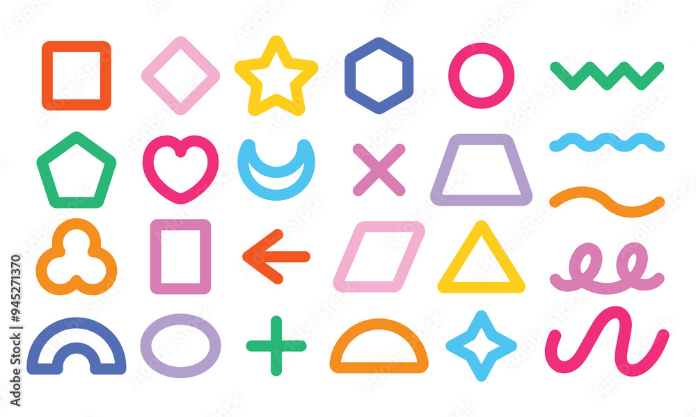 Cute colorful basic geometric shapes collection Cute colorful basic geometric shapes collection