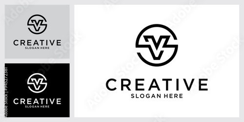SV or VS initial letter logo design vector