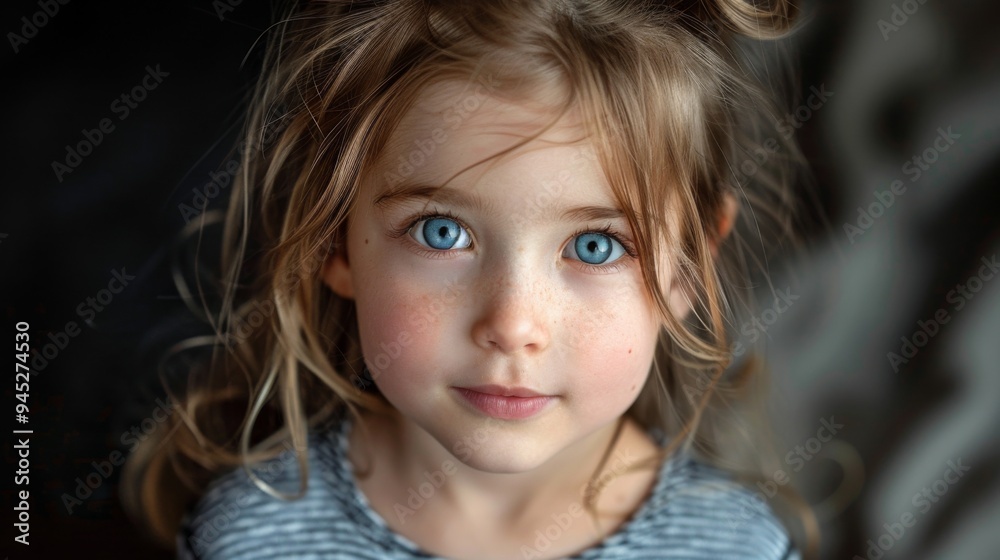 Portrait of a Young Girl with Mesmerizing Blue Eyes Portrait of a Young Girl with Mesmerizing Blue Eyes