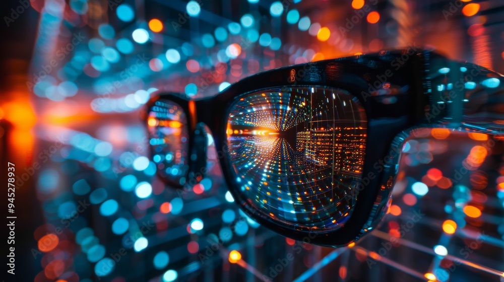 Futuristic Digital Glasses Reflections Futuristic Digital Glasses Reflections