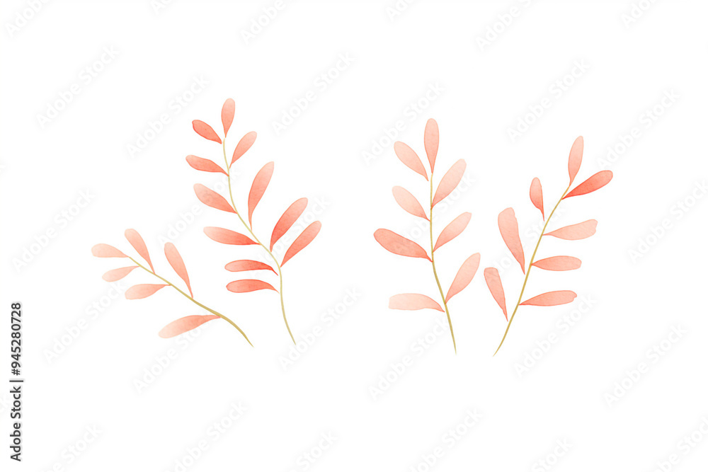 A beautiful collection of delicate pink leaves on a white background, perfect for nature-themed designs and artwork. A beautiful collection of delicate pink leaves on a white background, perfect for nature-themed designs and artwork.
