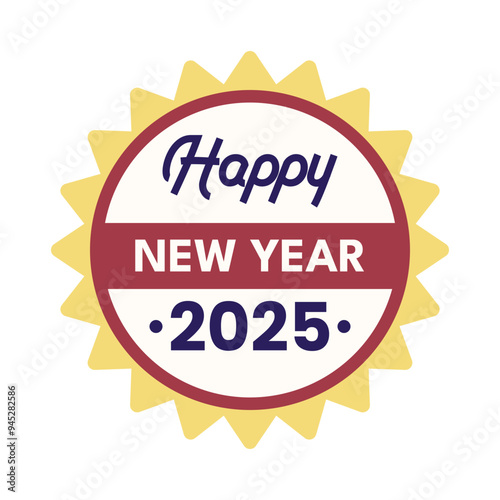 Happy New Year 2025 Badge Greeting