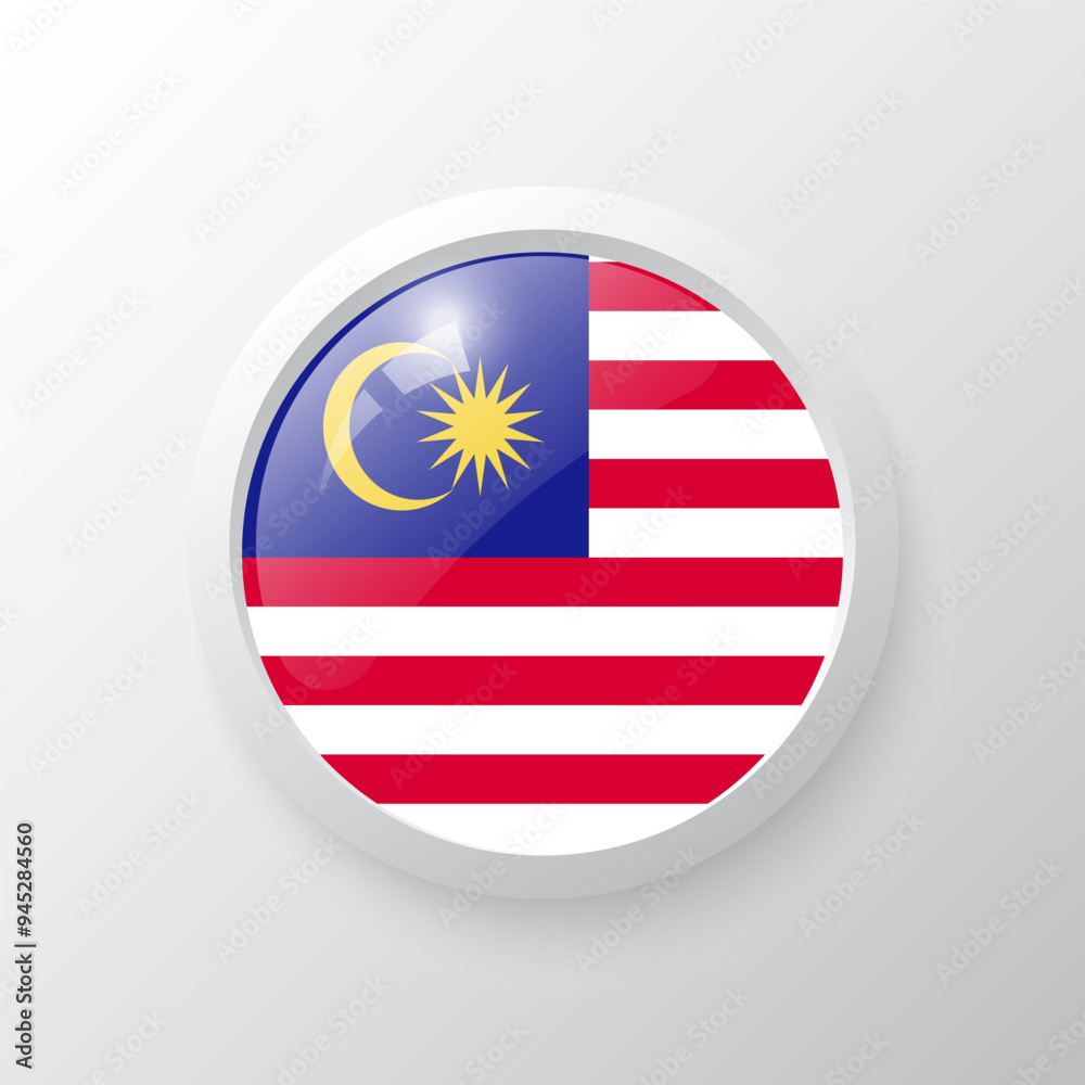3D Button with Malaysia flag. as round glossy icon on background isolated. Vector illustration eps 10.
3D Button with Malaysia flag. as round glossy icon on background isolated. Vector illustration eps 10.