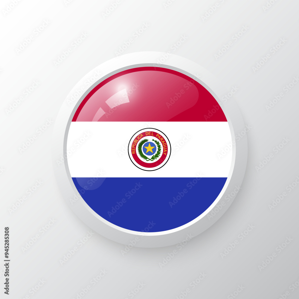 3D Button with Paraguay flag. as round glossy icon on background isolated. Vector illustration eps 10.
3D Button with Paraguay flag. as round glossy icon on background isolated. Vector illustration eps 10.