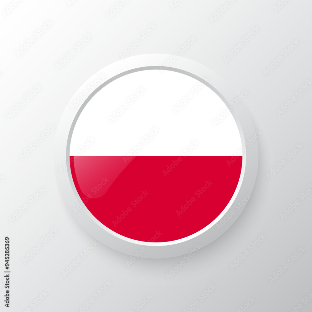 3D Button with Poland flag. as round glossy icon on background isolated. Vector illustration eps 10.
3D Button with Poland flag. as round glossy icon on background isolated. Vector illustration eps 10.