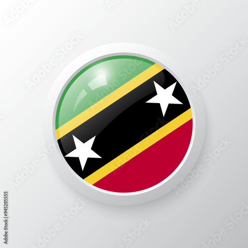 Free Download 3D Button with Saint Kitts and Nevis flag. as round glossy icon on background isolated. Vector illustration eps 10.	
 - GFXLoad