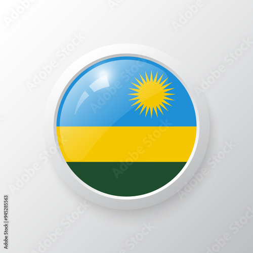 Free Download 3D Button with Rwanda flag. as round glossy icon on background isolated. Vector illustration eps 10.	
 - GFXLoad