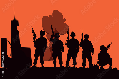 The soldiers are at war.