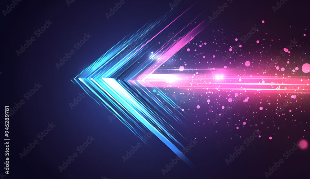 Abstract arrow speed motion light effect with blue and pink glow on dark background, Ai Abstract arrow speed motion light effect with blue and pink glow on dark background, Ai
