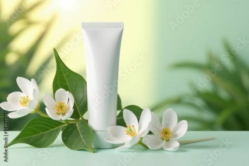 Realistic cream tube mockup ideal for presenting cosmetic packaging designs. Customizable features for label design and branding, perfect for product visualization.