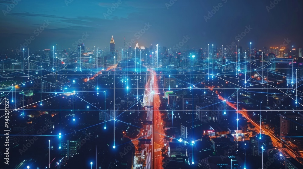 Futuristic Smart City with Digital Network Futuristic Smart City with Digital Network