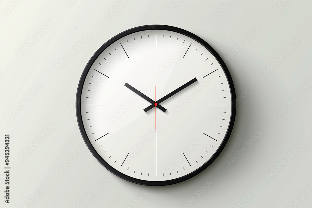 A sleek, minimalist wall clock with a clean white face and black frame. The absence of numbers creates a modern, abstract design. A sleek, minimalist wall clock with a clean white face and black frame. The absence of numbers creates a modern, abstract design.