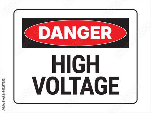 Safety sign. Danger. High voltage. US standard. Ready to print.