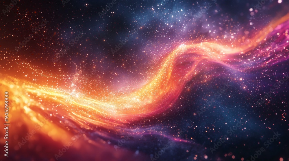 Fototapeta premium Abstract space scene with vibrant light waves