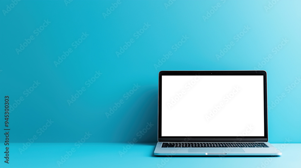 laptop with transparent screen on blue background laptop with transparent screen on blue background