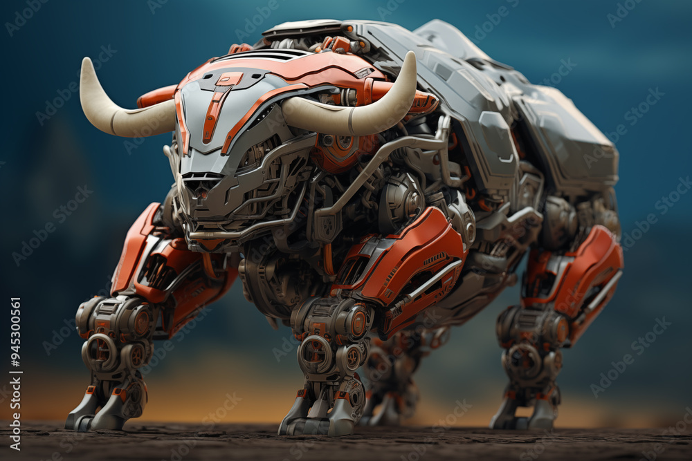 Powerful Futuristic Robotic Bull Powerful Futuristic Robotic Bull