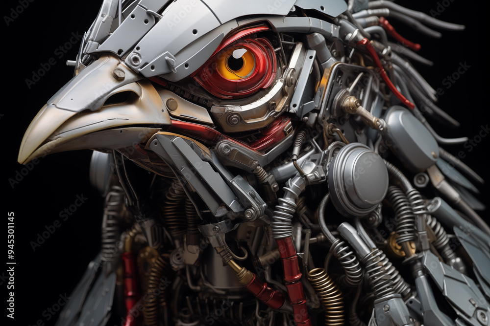 Steampunk Bird Robot Head Close Up Steampunk Bird Robot Head Close Up