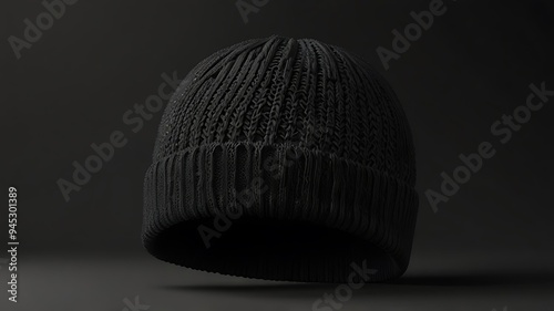 black Beanie Mockup for marketing, fashionable standing beanie mockup on the dark background, AI Generative