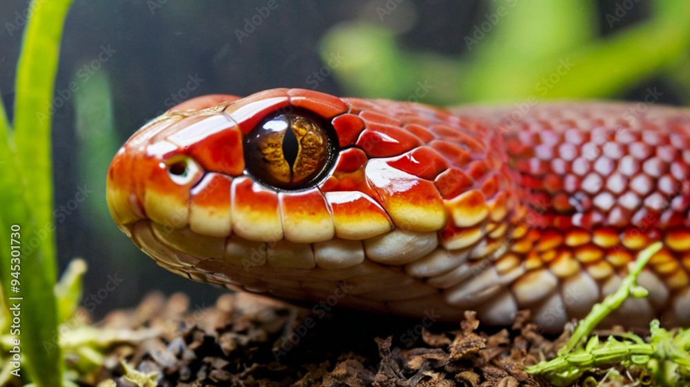 Fototapeta premium Close-Up of Red Snake with Golden Eye