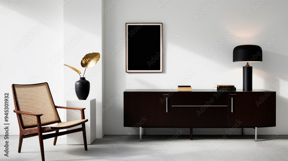 Minimalist Living Room with Mid-Century Furniture