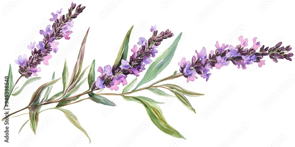 Vervain watercolor illustration isolated on white background Vervain watercolor illustration isolated on white background