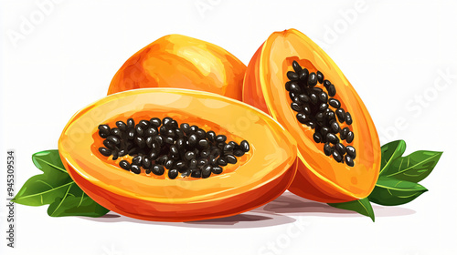 A fresh illustration of papaya fruit and its extract, showcasing its vibrant color and natural enzymes1 photo