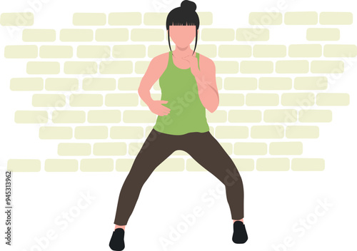 The girl is exercising at home.