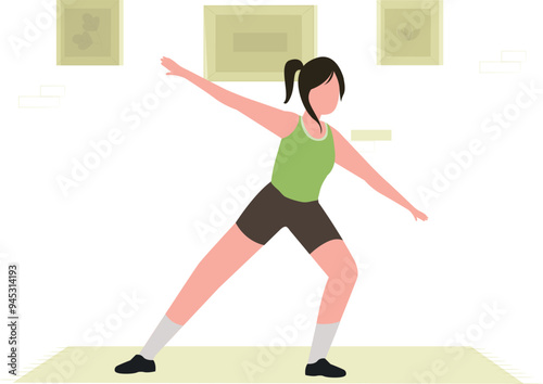 The girl is exercising with her arms.
