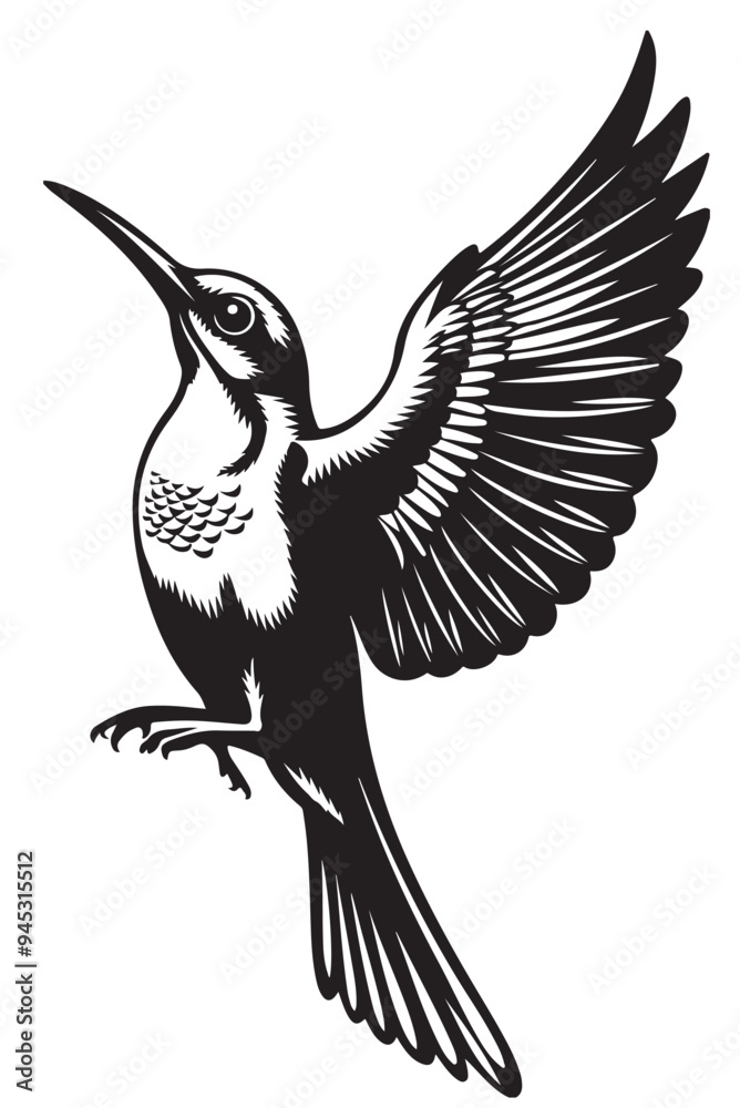 Fototapeta premium Black bird vector art illustration
