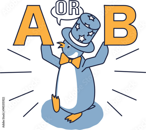 AB問題を出題する司会のペンギンのアイソメ