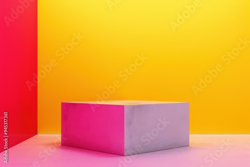 Pink yellow box podium Pink yellow box podium